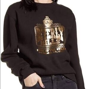 NWT -Neema California Women Beverly Hills Graphic Sweatshirt - Black Gold -Small